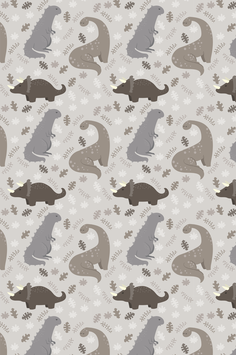 Dinosaurs grey pattern animal mat - TenStickers