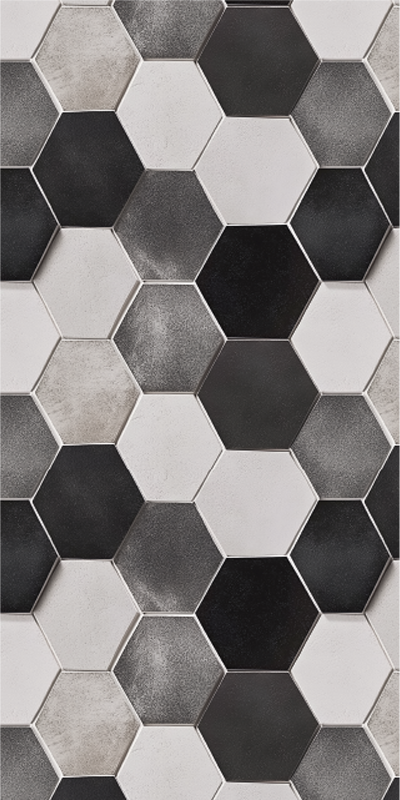 Grey hexagons kitchen mat - TenStickers