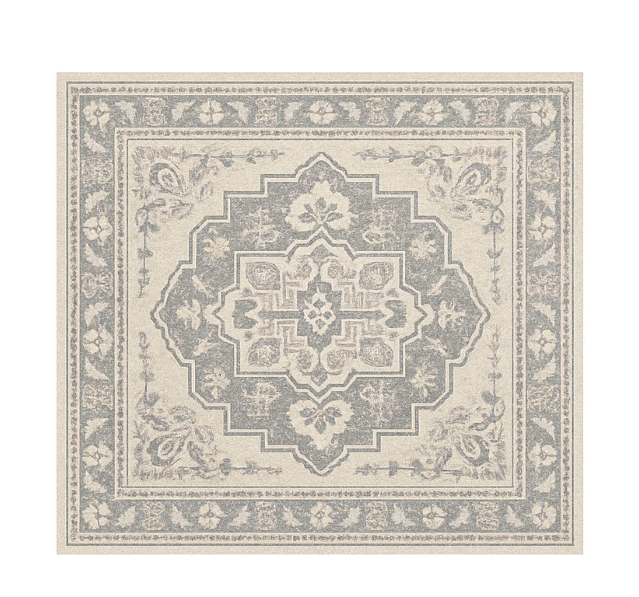 Beige elegant tiles living room rug - TenStickers