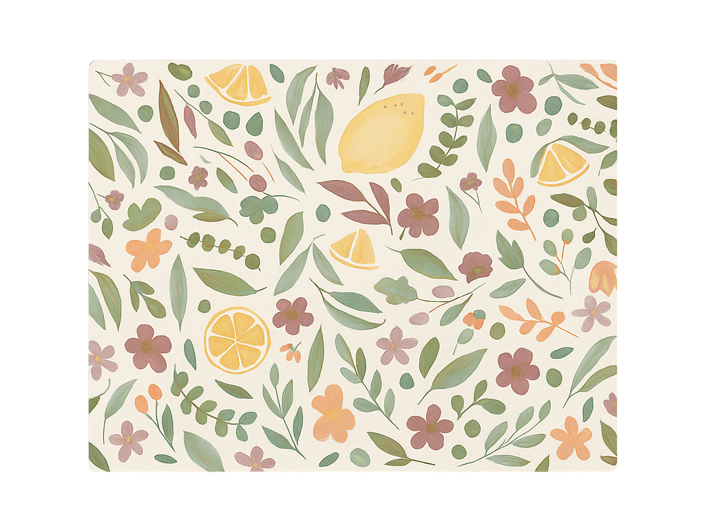 Lemon floral design outdoor rug - TenStickers