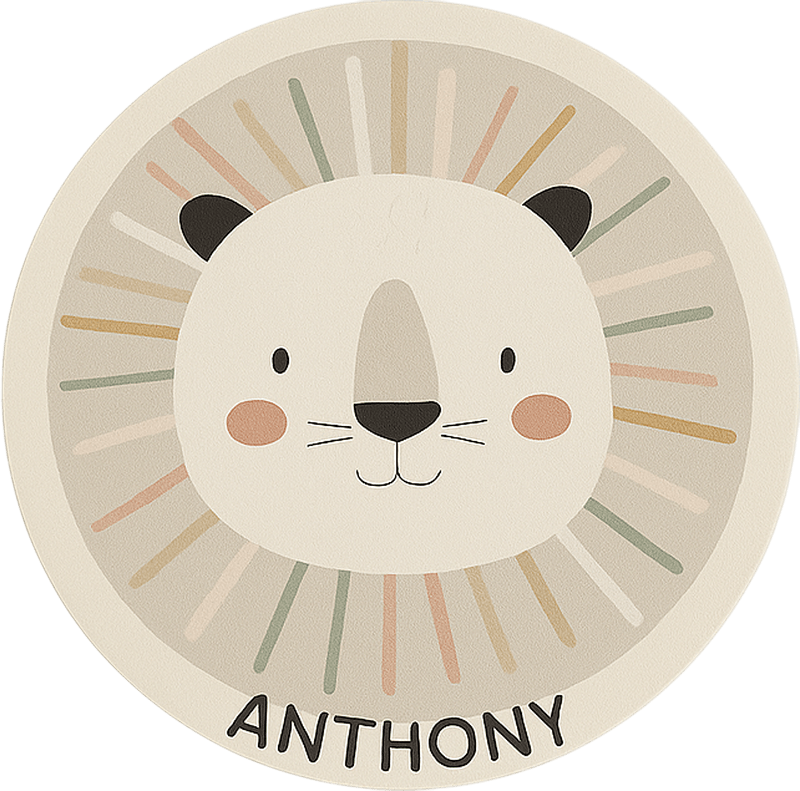 Custom beige lion kids rug - TenStickers