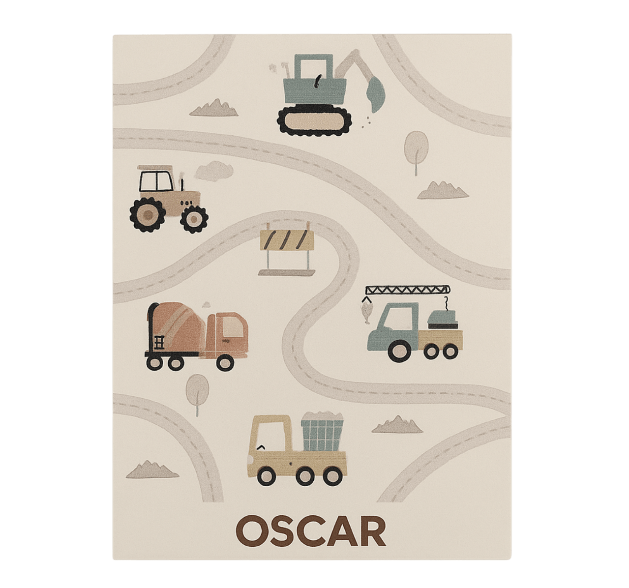 Custom beige construction kids rug - TenStickers