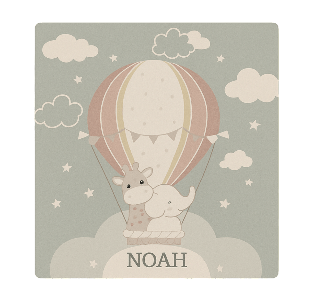 Kids rug pastel air balloon with name - TenStickers