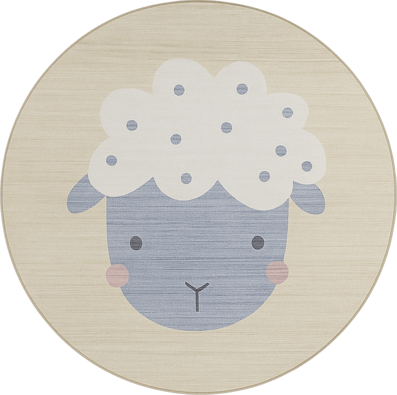 Beige baby sheep kids rug - TenStickers