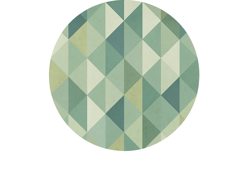 Geometric triangles design green rug - TenStickers
