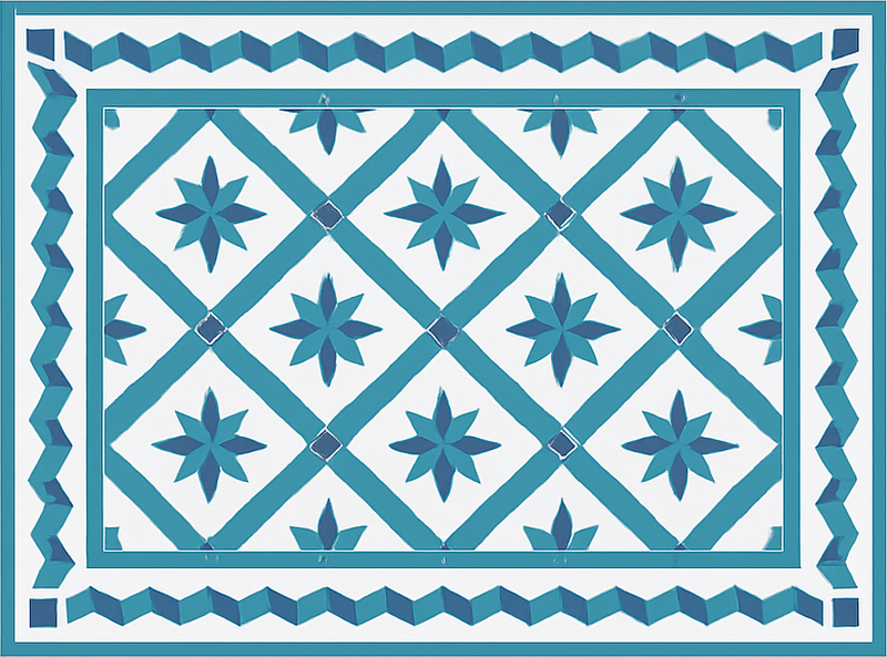 Geometric star tiles blue rug - TenStickers