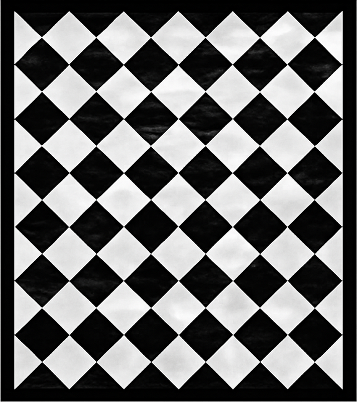 Diagonal black squares square rug - TenStickers