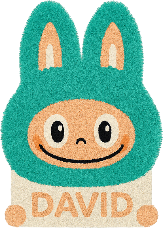 Custom turquoise Labubu  kids rug - TenStickers