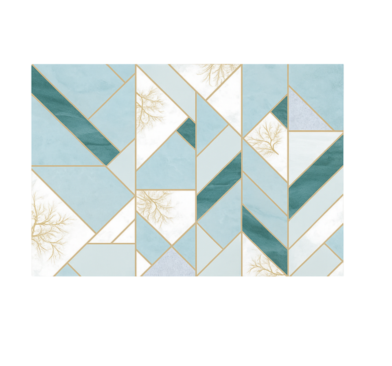 Aqua geometric pattern marble rug - TenStickers