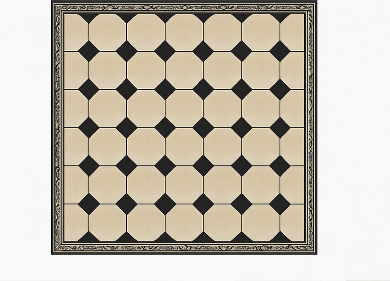 Diamond beige checkered kitchen vinyl mat - TenStickers