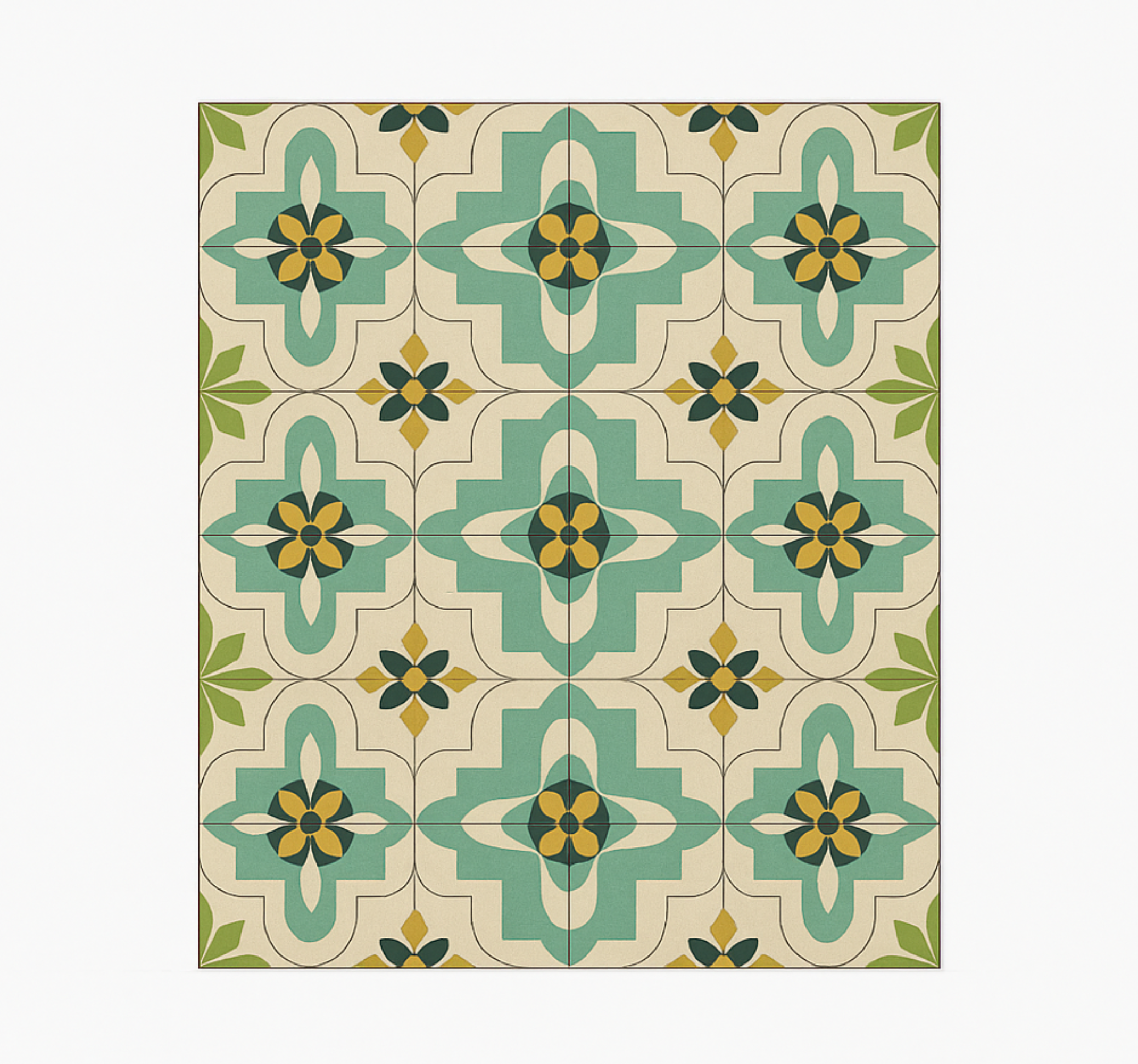 Retro floral tiles kitchen vinyl mat - TenStickers