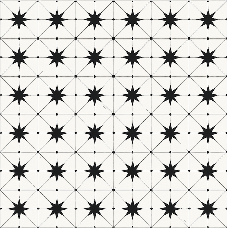 Encaustic Star Pattern dining room rug - TenStickers