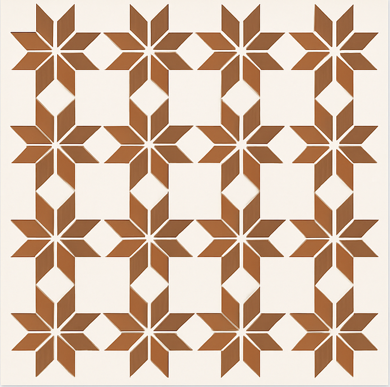 Terracotta Star Tile dining room rug - TenStickers
