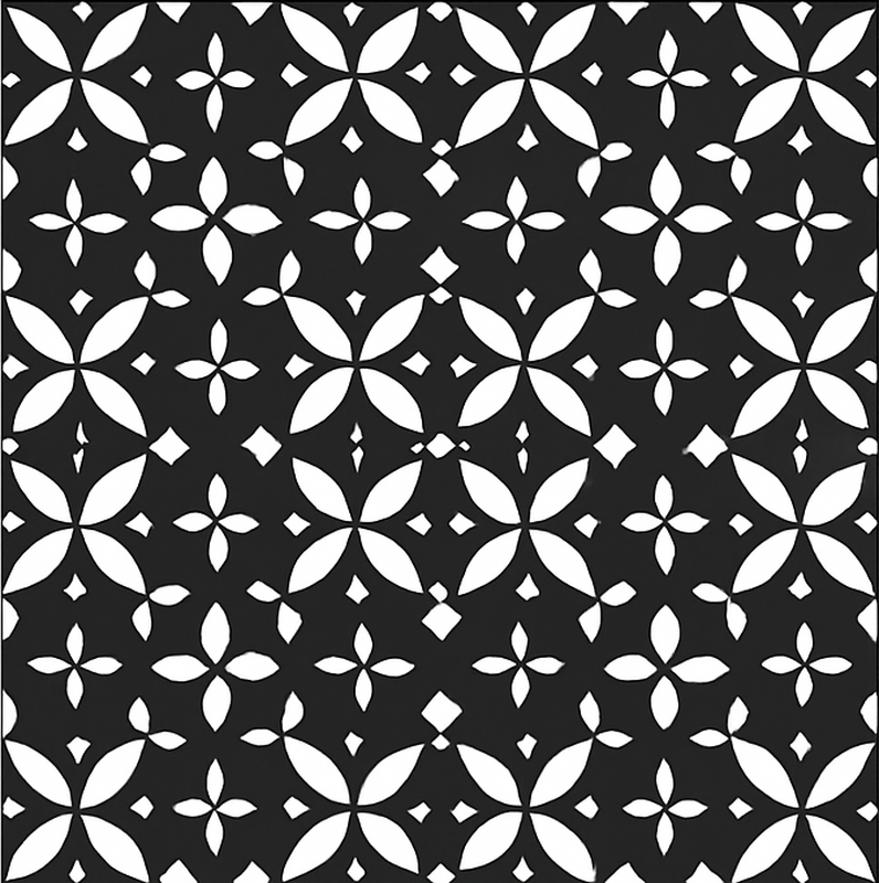 Black Floral Geometric dining room rug - TenStickers