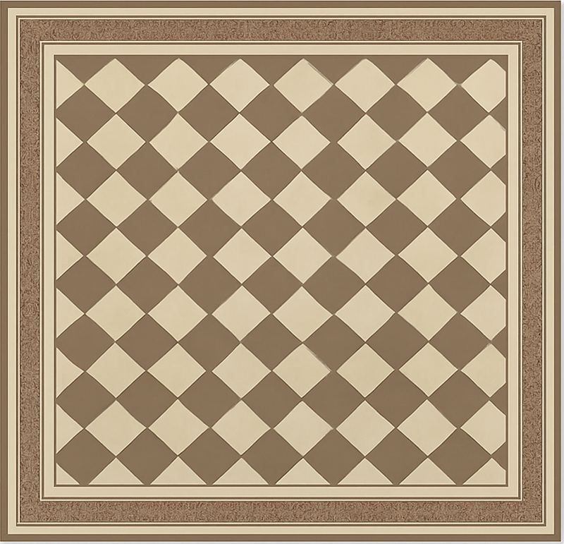 Brown Diamond Grid dining room rug - TenStickers