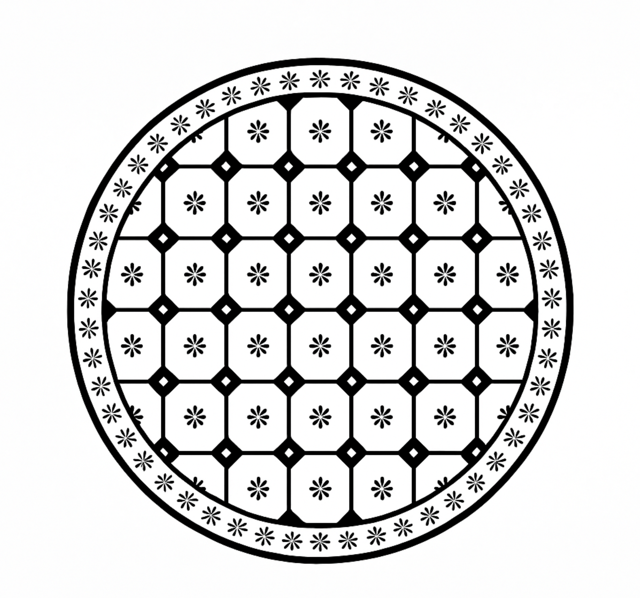 Black-and-White Tile Pattern dining room rug - TenStickers