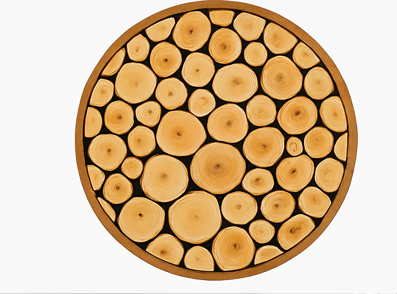 Natural Wood Slice dining room rug - TenStickers