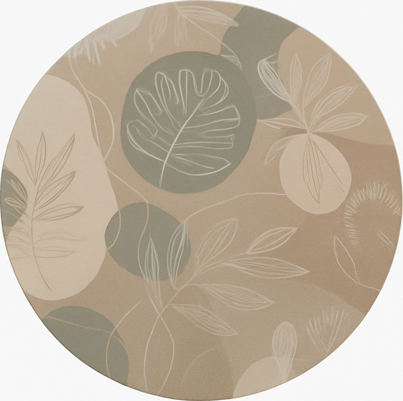 Neutral Botanical Abstract dining room rug - TenStickers