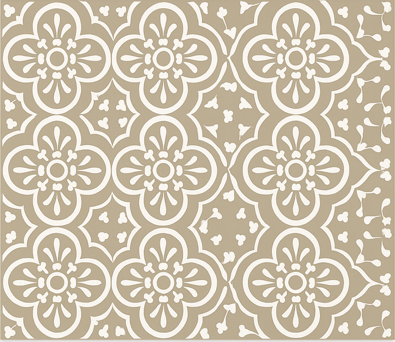 Monochromatic Encaustic Border dining room rug - TenStickers