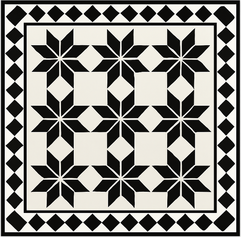Monochrome star tile pattern  kitchen vinyl mat - TenStickers