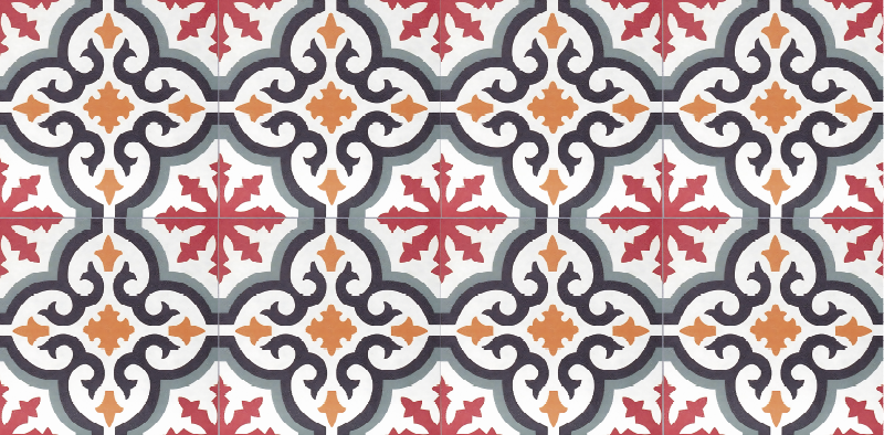 Baroni red design tile carpet - TenStickers