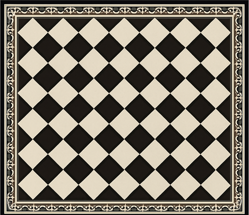 Living room rug black checkerboard design - TenStickers