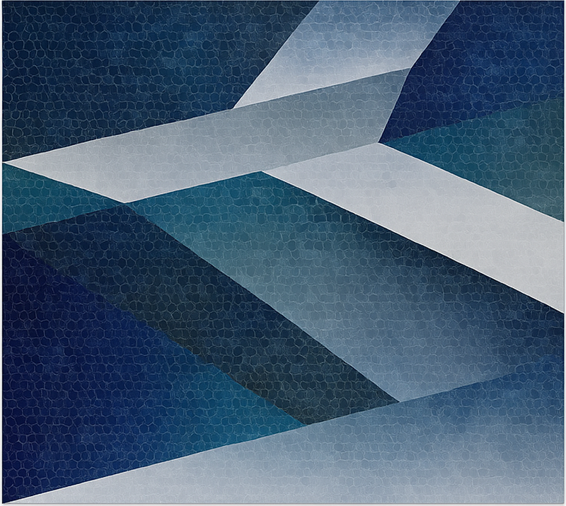 Living room rug blue shards pattern mat - TenStickers