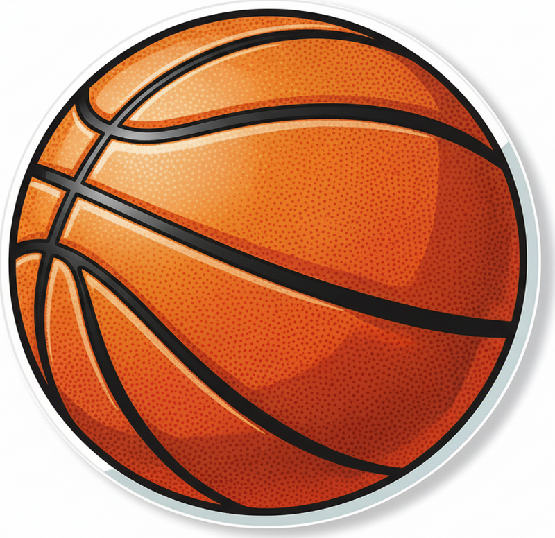 Circular rug in orange basketball design - TenStickers