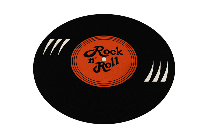 Circular rug inspired by rock and roll vinyl record - TenStickers