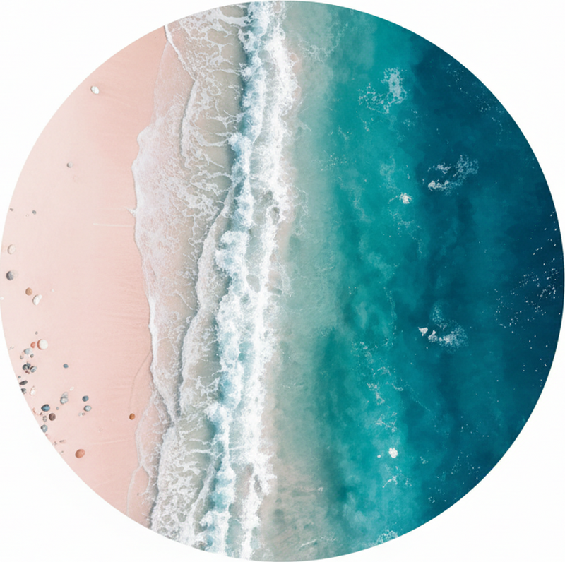 Living room rug the beach circle - TenStickers
