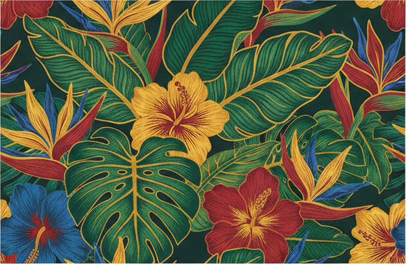Living room rug with exotic plant design - TenStickers