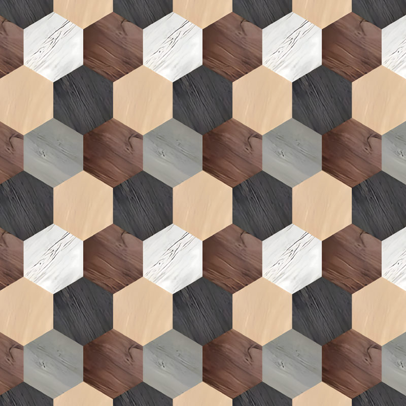 Kitchen vinyl mat in mixed wood hexagons - TenStickers