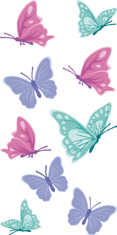 Animal mat in pastel colour butterflies - TenStickers