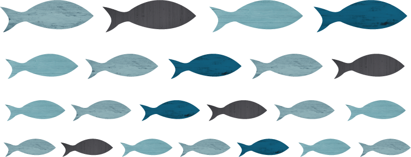 Animal mat blue fish silhouettes - TenStickers