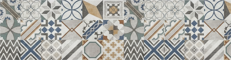 Eclectic geometric patchwork kitchen vinyl mat - TenStickers