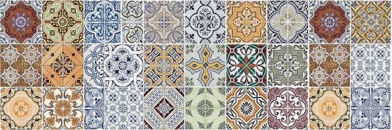 Eclectic mediterranean patchwork kitchen vinyl mat - TenStickers
