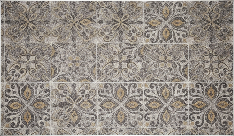 Ornate charcoal arabesque kitchen vinyl mat - TenStickers