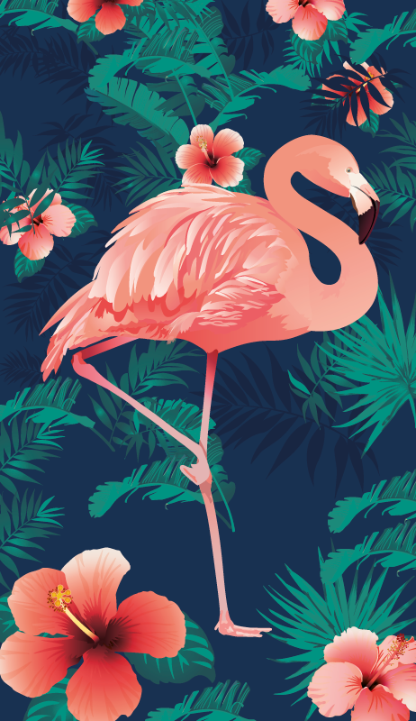 Animal mat tropical pink flamingos - TenStickers