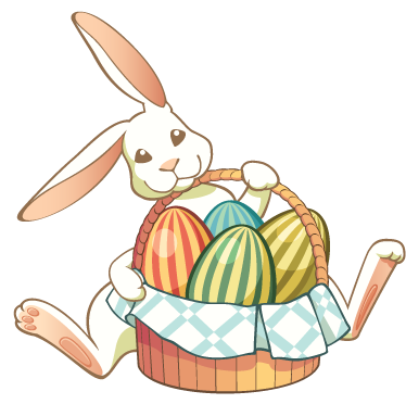 Easter bunny with basket animal mat - TenStickers