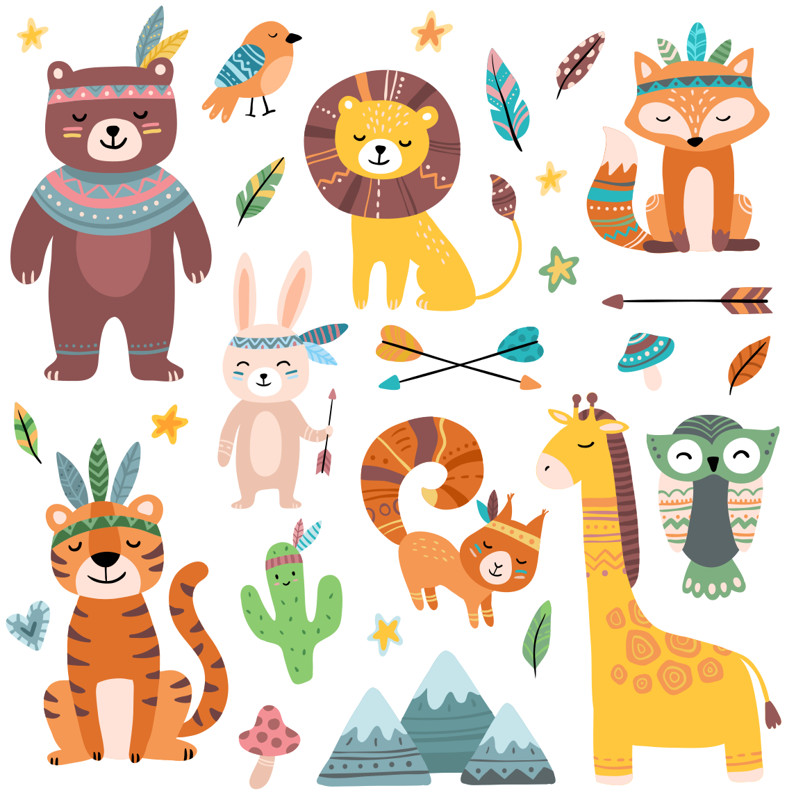 Baby wild animals animal mat - TenStickers