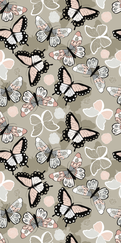 Beige flying butterflies animal mat - TenStickers