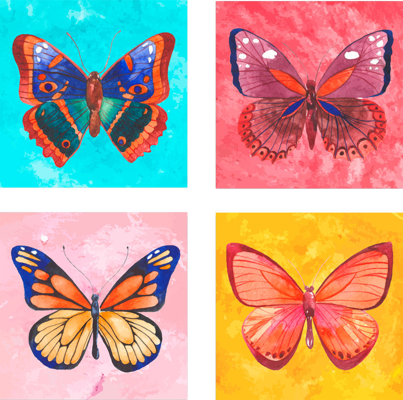 Animal mat with colorful butterfly designs - TenStickers