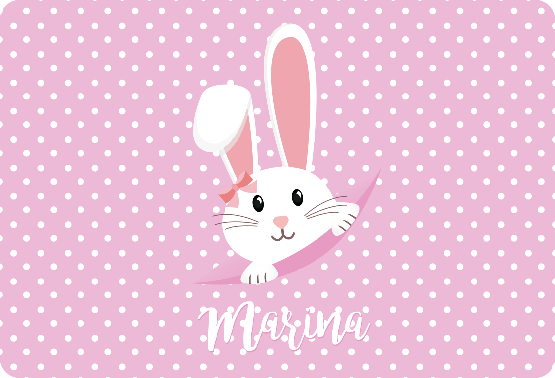 Cute bunny for girl with name animal mat - TenStickers
