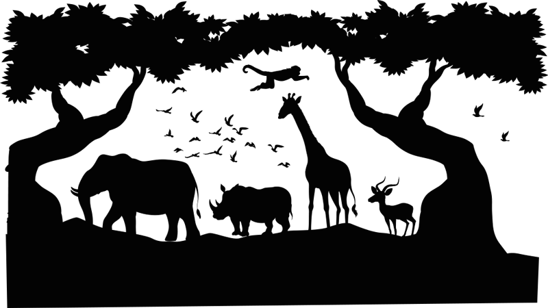 Animal mat black and white savannah design - TenStickers