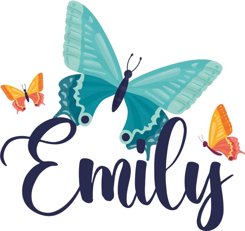 Animal mat bicolor butterflies with name - TenStickers