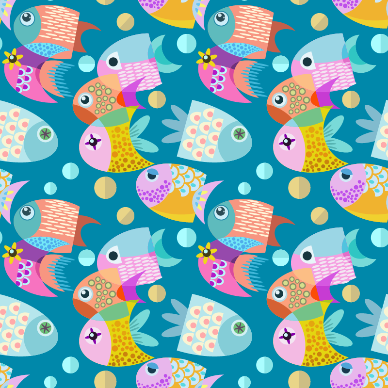 Animal mat for kids featuring fish design - TenStickers