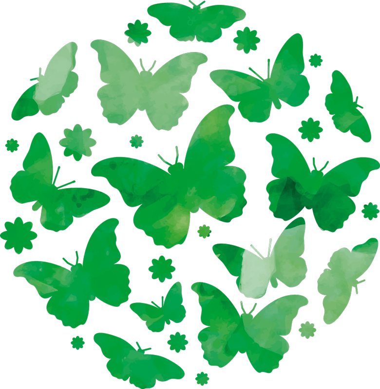 Animal mat green aquarelle butterflies - TenStickers