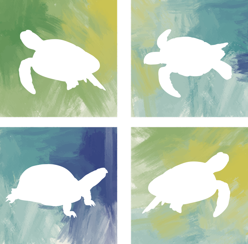Animal mat colorful turtle pack tile - TenStickers