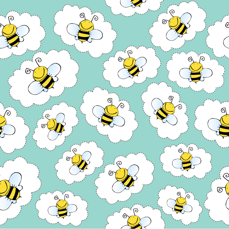 Animal mat white trees and bees - TenStickers