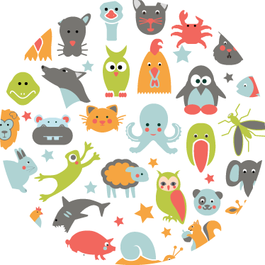 Animal mat with animals in a circle design - TenStickers